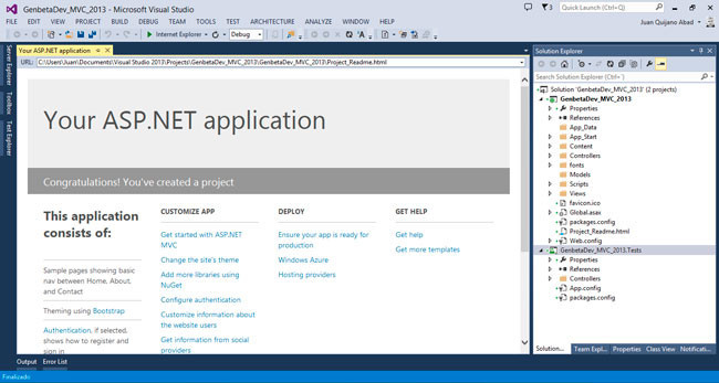Tutorial de iniciación en ASP.NET MVC con Visual Studio 2013