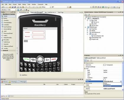 Plug-in Blackberry para Visual Studio