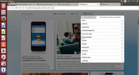 Opera Developer 24.0 para GNU/Linux, función Discover