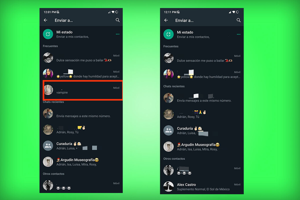 Cómo quitar un contacto de “contactos frecuentes” en WhatsApp