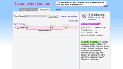 Tweetwhatyoueat, nuestro diario de alimentos consumidos a través de Twitter