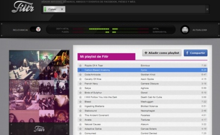Filtr en Spotify