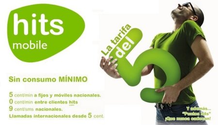 Nueva tarifa de 0 céntimos entre clientes Hits Mobile y 5 céntimos/minuto al resto