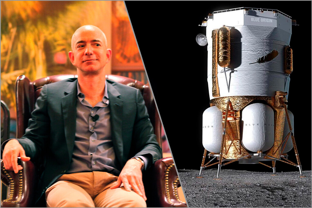 Estados Unidos tiene un plan B para ganarle la carrera lunar a China: cambiar la nave de Elon Musk por la de Jeff Bezos 
