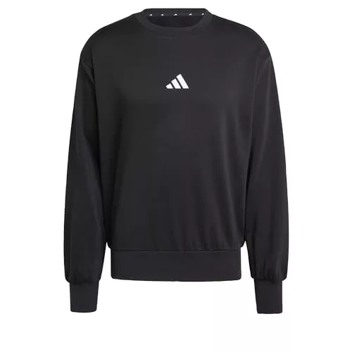 adidas Uomo Essentials FEELCOZY Fleece Sweatshirt, Black/White, L