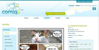 Comiqs, el equivalente a Comic Life en la web