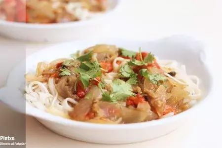 Receta de noodles con escalivada