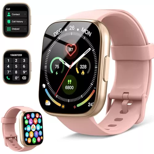 Reloj Inteligente Hombre Mujer, 1.95" Smartwatch con Llamadas Bluetooth y Notificación, 110+ Modos Deportivos Pulsera Actividad con Pulsómetro/Podómetro/Sueño, Impermeable IP68 para Android iOS, Rosa