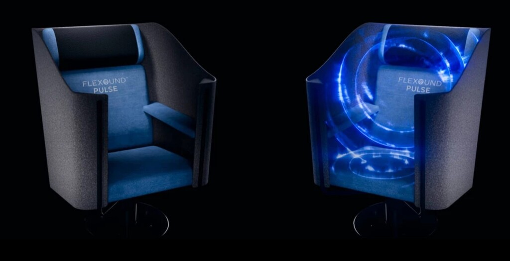 Este es FLEXOUND Pulse, un impresionante asiento que te ofrece sonido 5.1 mediante vibraciones y sin usar altavoces