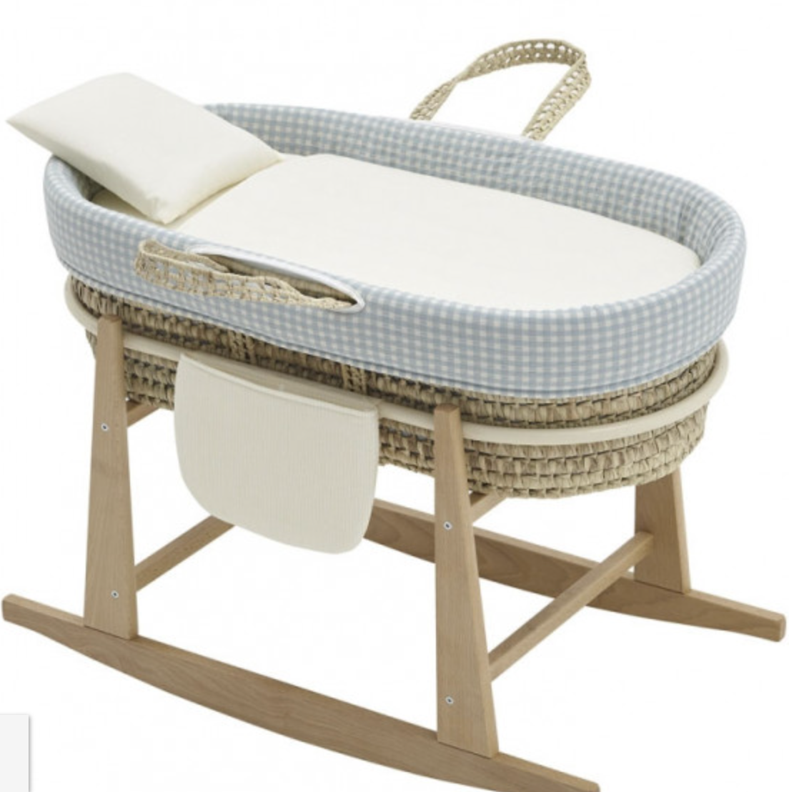 Moisés de palma muy cómodo con balancín de madera