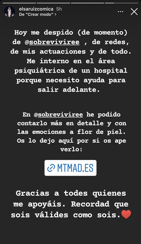 Elsa Ruiz anuncia su retirada en Instagram, 