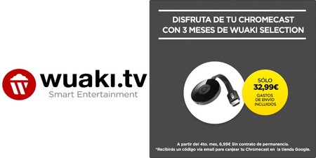 Google Chromecast + 3 meses de Wuaki Selection por sólo 32,99 euros