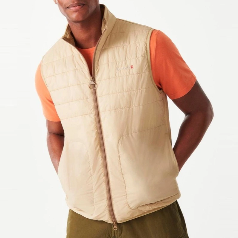 Barbour Chaleco de hombre con cuello mao y cierre de cremallera