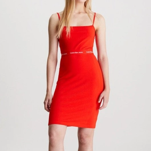 Calvin Klein Jeans Vestido Mujer de punto con cinta con logo