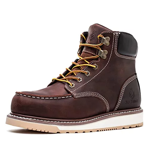 SL-Saint Impermeable Acero/Soft Moc Toe Botas de trabajo clásicas para hombre Goodyear-welted 6'' Marrón