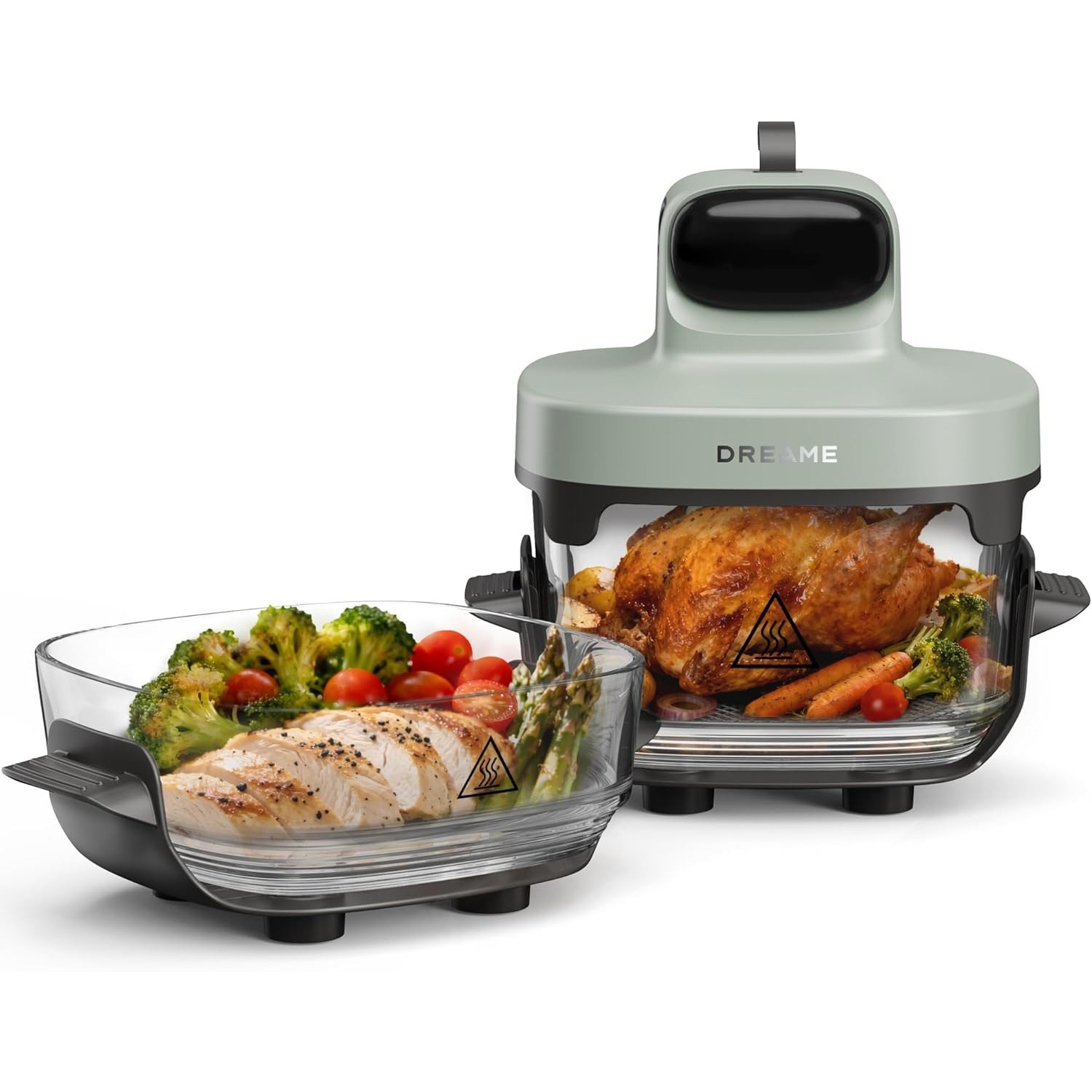 DREAME Tasti, Freidora de Aire Portátil de Vidrio 5 en 1: 2,5 L + 4,5 L