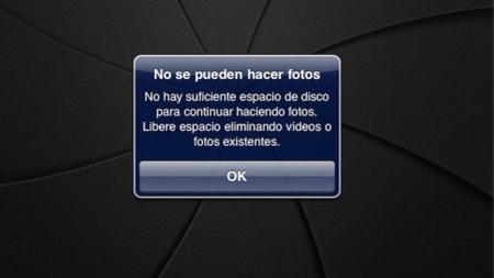 No se pueden hacer fotos en tu iPad 2 cuando no tienes espacio en disco