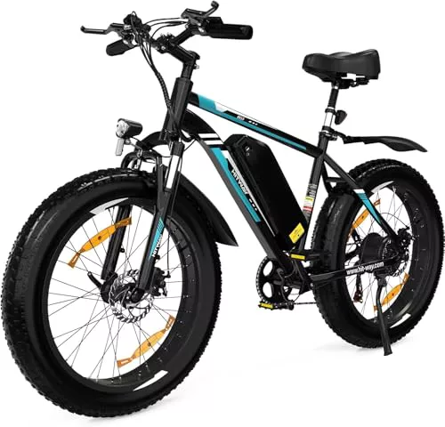 HITWAY 26" Bicicleta Eléctrica para Adultos, Bicicleta de montaña eléctrica Batería extraíble de 36V12Ah/48V15Ah, transmisión - 7 velocidades, Rango de Crucero 35-90km