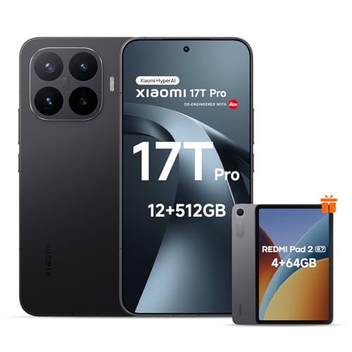 Xiaomi 17T Pro Celular 12GB RAM+512GB ROM Negro+REDMI Pad2 9.7 Gris Grafito