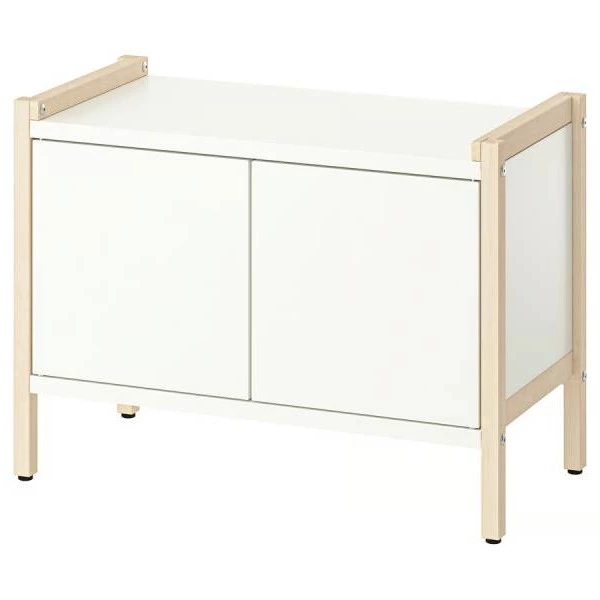 EKENABBEN Mueble de almacenaje, álamo/blanco