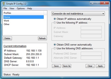Simple IP Config: Cambiando la configuración de nuestro adaptador de red rápidamente
