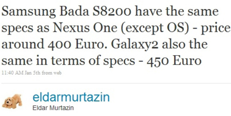 Rumor: Samsung S8200 en bada y Galaxy 2 en Android, con la potencia de Nexus One