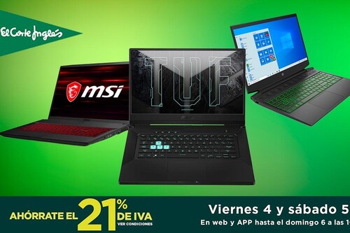 11 portátiles gaming rebajados en los Días sin IVA de El Corte Inglés: equipos de ASUS, HP, Lenovo o MSI con el 17% de descuento