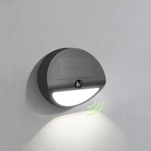 auralab Luz Solar Exterior con Sensor de Movimiento, Bateria 1500 mAh Reemplazable Luces Solares LED Exterior, Impermeable IP54 Aplique Solar Exterior para Puerta, Jardin, Garaje, Blanco