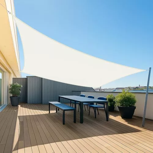 UMI Toldo Vela 3x3m Cuadrado Impermeable Vela de Sombra Protección Rayos UV Toldos Exterior Terraza para Patio Jardín- Crema
