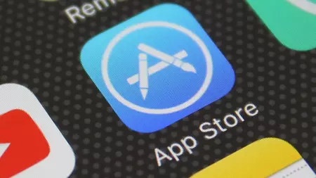 App Store logo on an iPhone screen