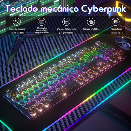 Teclado Mecanico Longliv K820 Cyberpunk