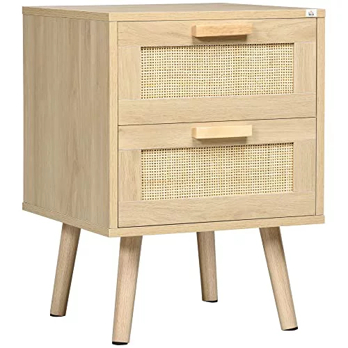 HOMCOM Mesita de Noche de Diseño Boho 