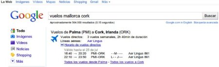 Google incorpora los horarios de los vuelos a sus resultados