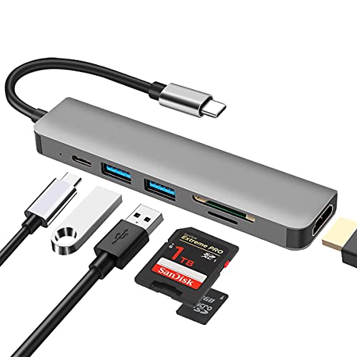 DEMKICO Hub USB Tipo C, 6 en 1 Adaptador multipuerto