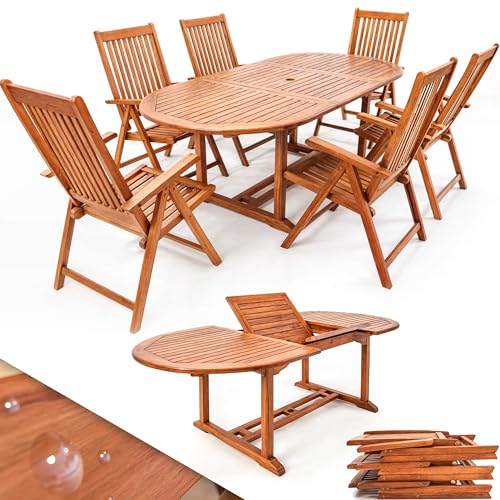 CASARIA® Conjunto de Jardín Exterior Mesa 6 Sillasç