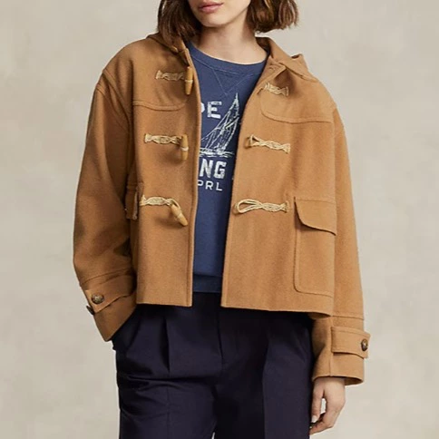 Polo Ralph Lauren Abrigo de mujer de paño con capucha y bolsillos