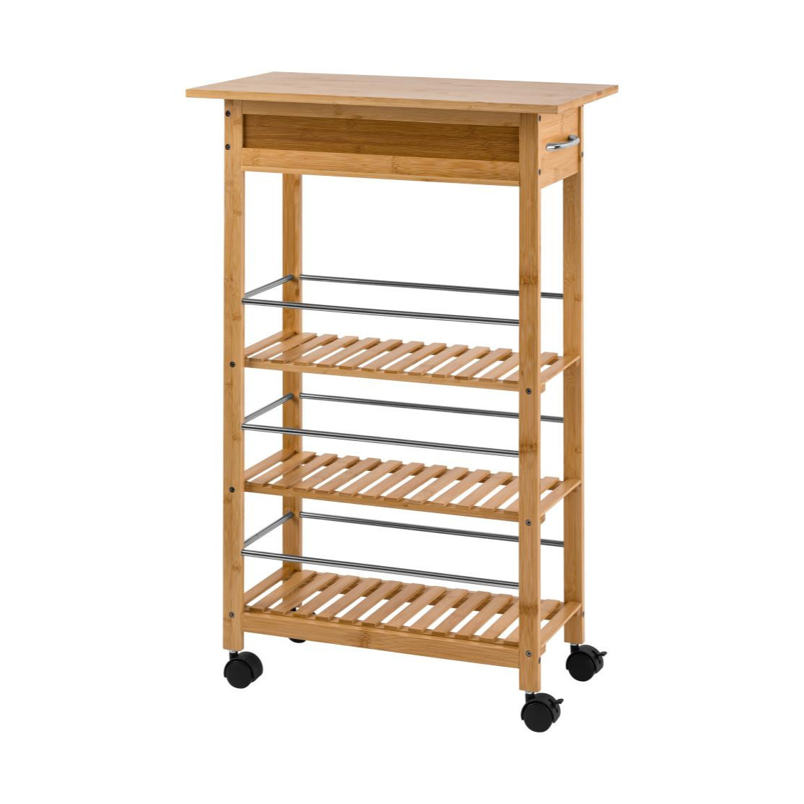 Carrito de cocina estrecho de bambú 