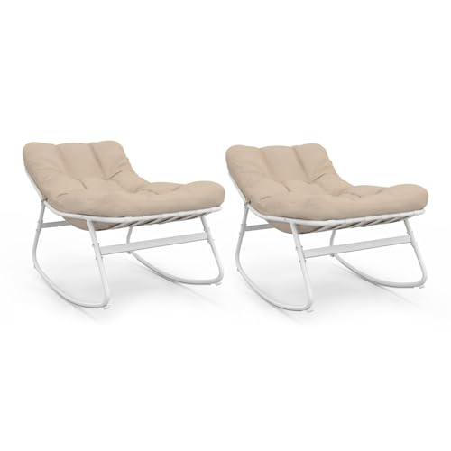 IDMarket - Juego de 2 sillones de jardín mecedora 