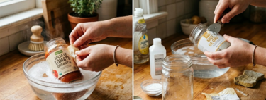 Cómo quitar etiquetas y el pegamento de frascos y botellas de vidrio en minutos