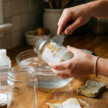 Cómo quitar etiquetas y el pegamento de frascos y botellas de vidrio en minutos