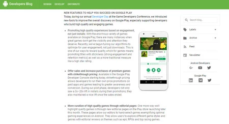 Google がPlay ストアのアルゴリズムについて説明した新しい基準の一部。
