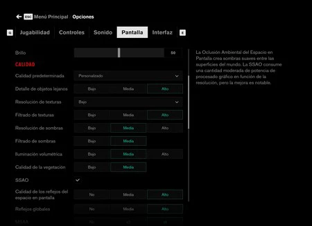 Pantalla De Configuracion De Control