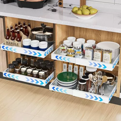 iHomara Paquete de 2 organizadores adhesivos extraíbles para armarios de cocina