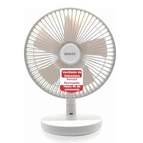 SOGO Ventilador de Sobremesa Portátil Recargable 