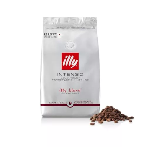 illy, Café en Grano INTENSO, 100% Arábica con Notas de Cacao y Frutos Secos, Sabor Decidido y Intenso, 1 Lata de 500g