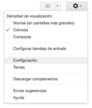 Gmail Menu Configuracion