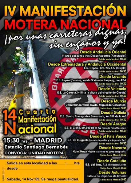 IV manifestación nacional motera el próximo 14 de noviembre en Madrid