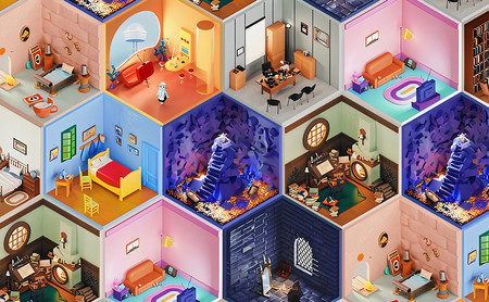 Descarga gratis estas preciosas ilustraciones 3D basadas en habitaciones icónicas y que funcionan genial como fondo para Zoom
