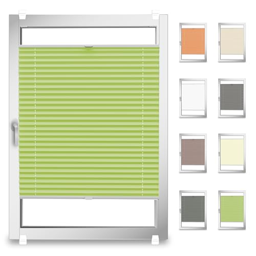 StoffTex Plisado a Medida | Sin taladrar con Soportes de sujeción | Diferentes Tipos de Tela | Persiana para Ventanas y Puertas | Protección Solar | 34 Colores | Altura de 25 a 130 cm