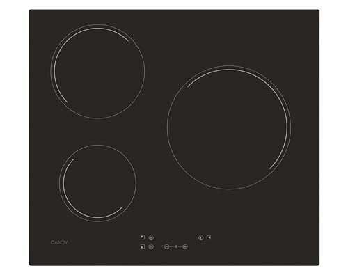 Candy Timeless CH63CC, Vitrocerámica, Tres Zonas, Fuego Grande 25CM, Ancho 59CM, 10 Niveles de Potencia, 5500W